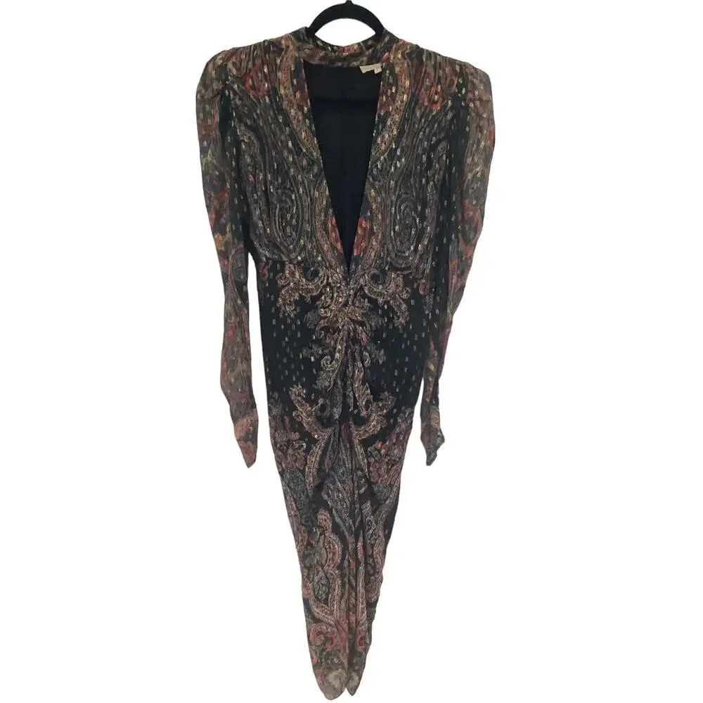 Rococo Sand Nott Midi Dress In Black Size Small - Picture 4 of 16